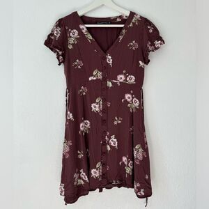 Abercrombie & Fitch Red Puff Sleeve Mini Sundress